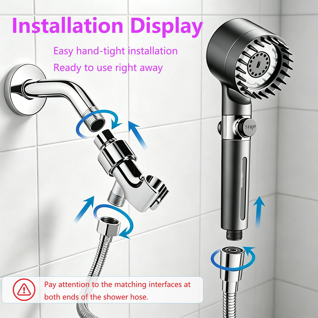 Ion High Pressure Filtered Shower Head with Handheld & Hose for Hard Water
