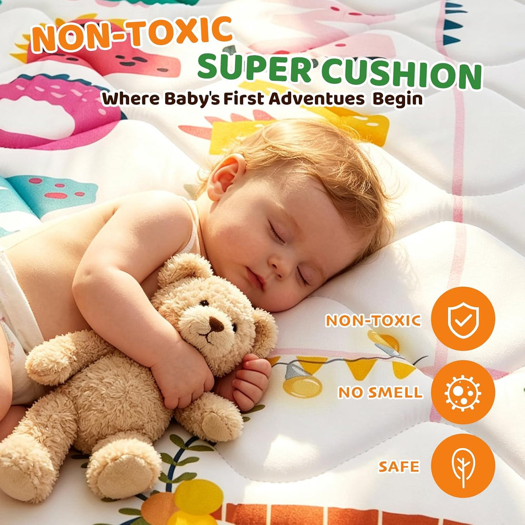 Play Mat - Thicken 71x59 Inch Soft Foam Crawling Mat for Playpen & Floor, Non-Slip Waterproof Playmats for Infants &
