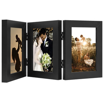 4x6 Triple Picture Frame, 3 Photo Hinged Tabletop Frame