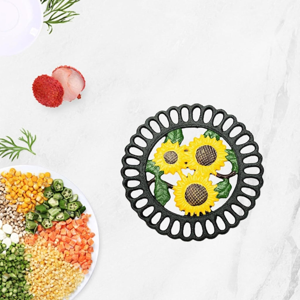 Metal Pad for Hot Pot, Trivet Use, Heat Resistant Holder, Sunflower