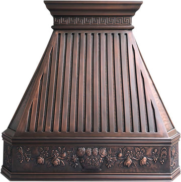 36 Inch Copper Wall Mount Range Hood 610 CFM LED Lights Dishwasher-Safe Baffle Filters