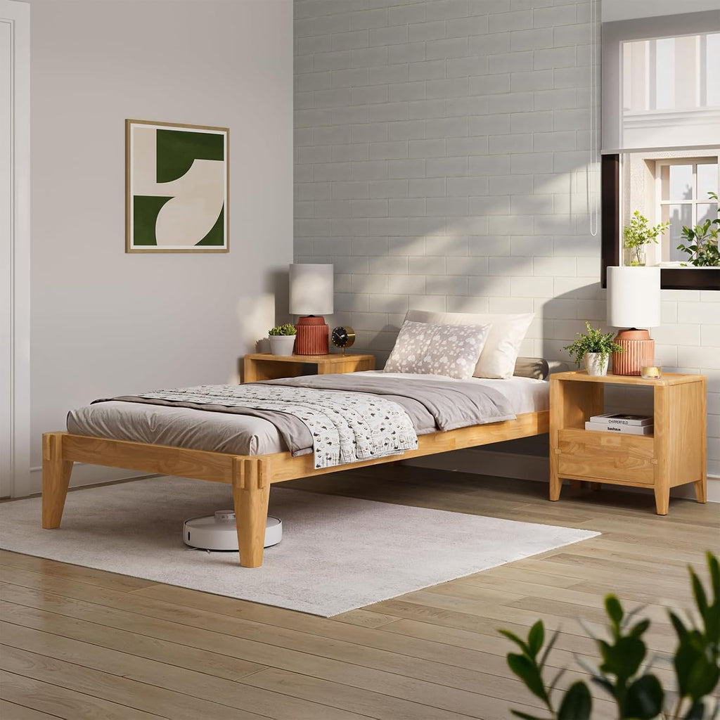 14" Bed Frame - Solid Wood Platform Bed - Japanese Joinery Bed Frame - Wood Slat Support - No Box Spring