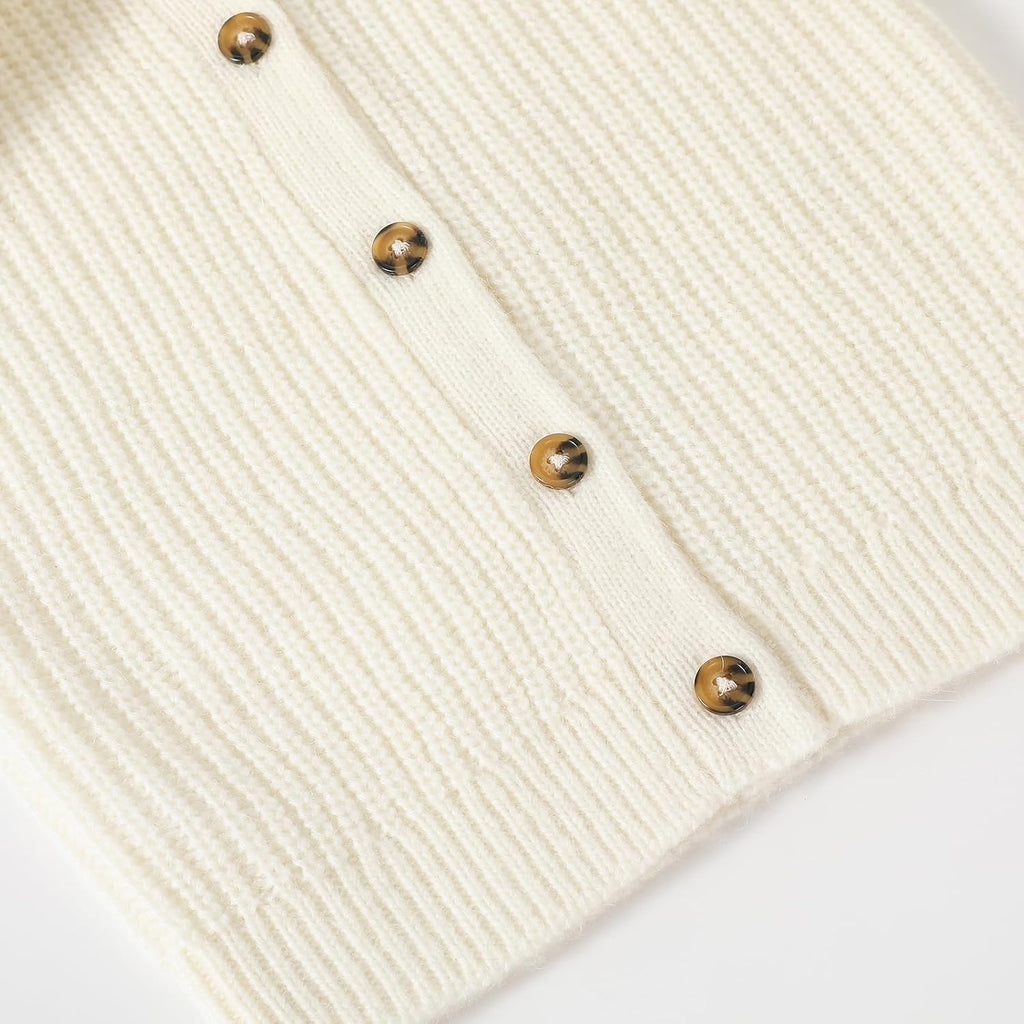 Girls' Cardigan with Button Loose Long Sleeve Shrug Sweaters Cropped Uniforms Kids Knit Sweater Outerwear