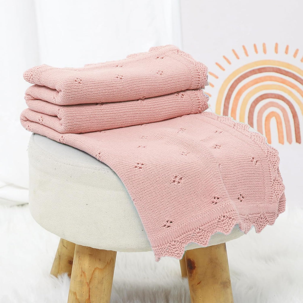 Cotton Baby Blanket Knitted Crochet Receiving Crib