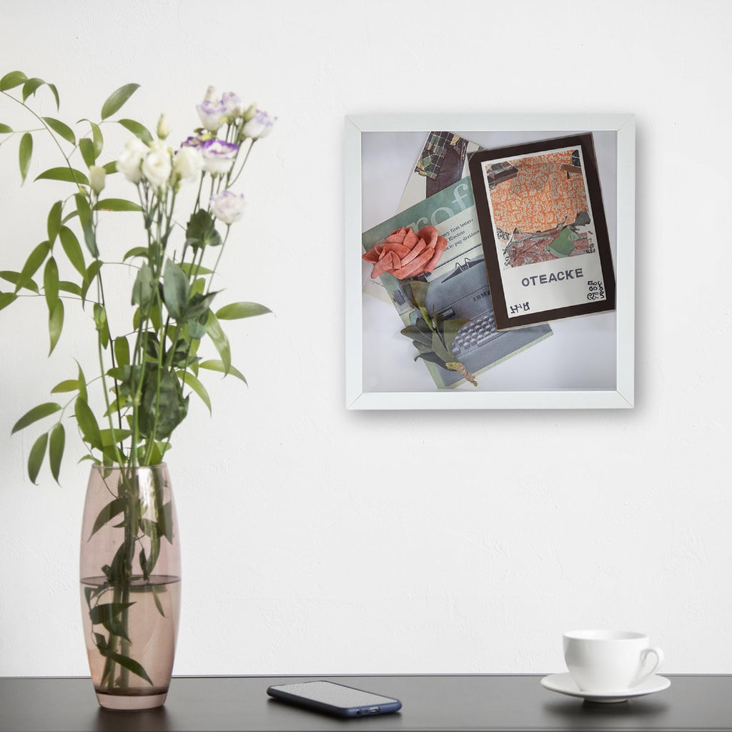 12x12 Shadow Box Wood Picture Frame, Tempered Glass, White