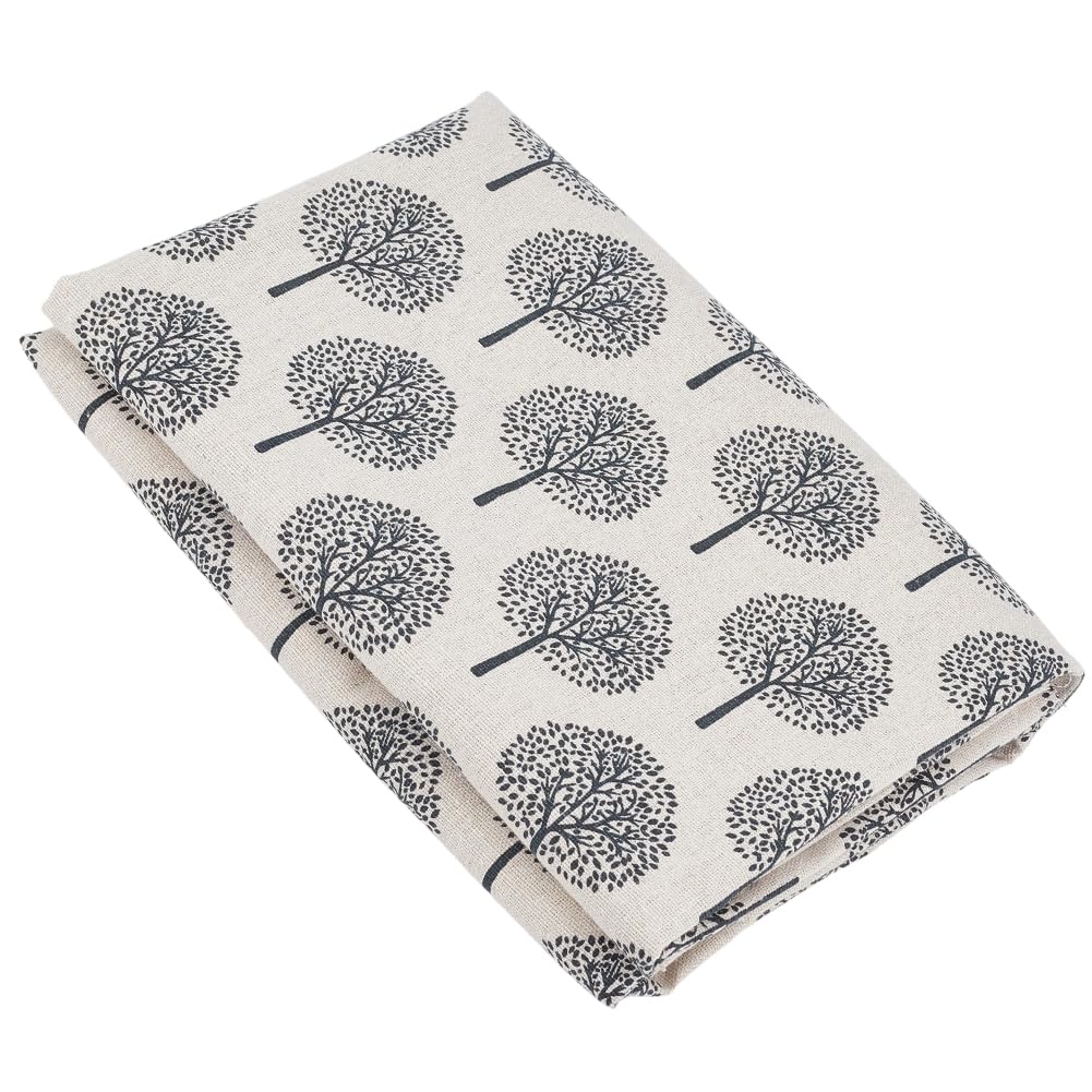 1.09 Yards 62.21 Inch Tree Linen Fabric Black Trees Soft Breathable Upholstery Linens Lightweight Quilting Cloth