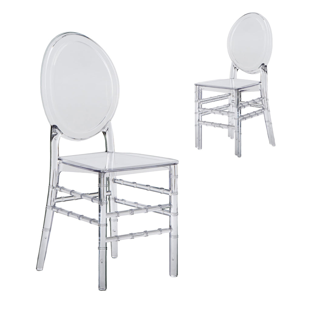 Ballroom Ghost Chairs, Stackable Acrylic, Modern, Set of 2, Clear