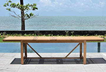 Berlin Patio Extendable Table | Teak Finish | Durable and Ideal for Indoors and Outdoors