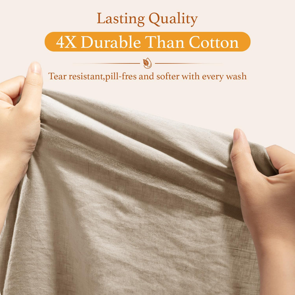 100% Pure Linen Sheets Set, French Linen Flax Bed Sheets 4 Pcs