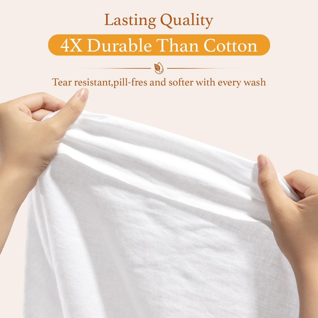 100% King Pure Linen Sheets Set, French Linen Flax Bed Sheets 4 Pcs