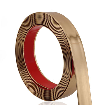 Brushed Gold Finish Molding Trim, 393.6"L x 1.2"W Peel and Stick Decoration Strip for Ceiling, Wall, Tile Edge