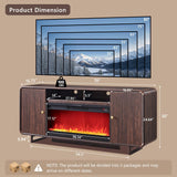 70 Inch Modern Fireplace TV Stand for TVs up to 80 Inches, Fluted Entertainment Center with 36 Inch Electric Fireplace, Curved Wood Media Console with Adjustable Shelves, Brown