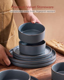 Nebula Ridge Stoneware Dinnerware Sets, Plates and Bowls Sets for 4, 12 Pieces Dishes Set