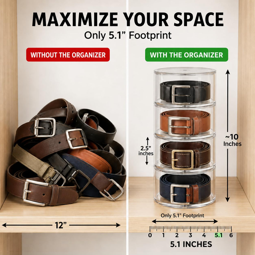 Belt Organizer for Closet, Acrylic Belt Display Storage, Magnetic