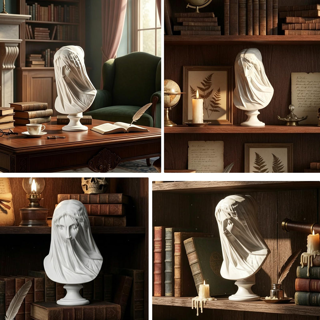 13 Inch Veiled Lady Bust Greek Goddess Statue, Large Classic Bust Greek Mythology Decor Gifts, Veiled Lady Bust