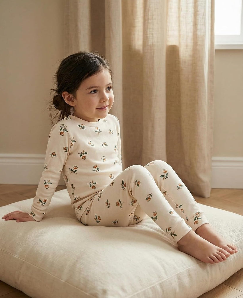6M- Baby Toddler Girls Floral Modal Cotton Long Sleeve Pajamas
