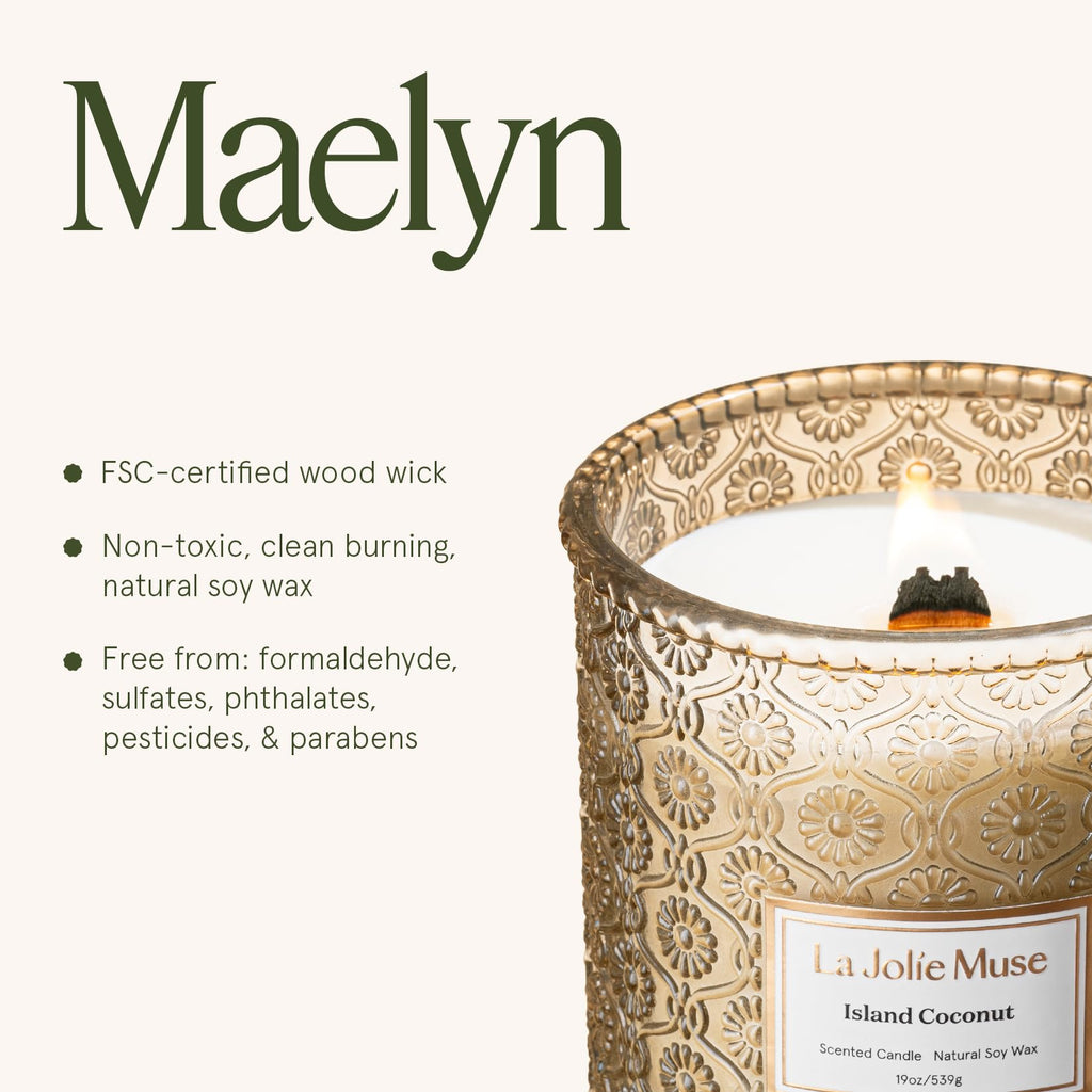 Island Coconut Vanilla Scented Candles, 19 oz Soy Wax