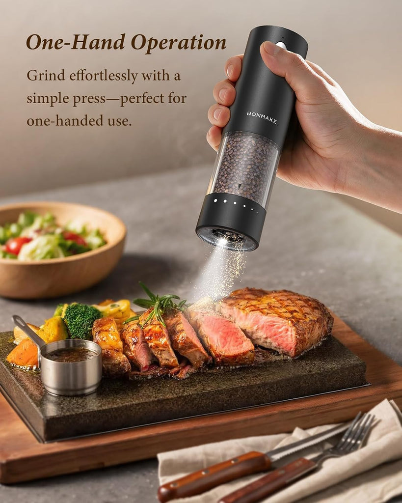Electric Salt and Pepper Grinder Set, Charging Base, Automatic Rechargeable - Set of 2