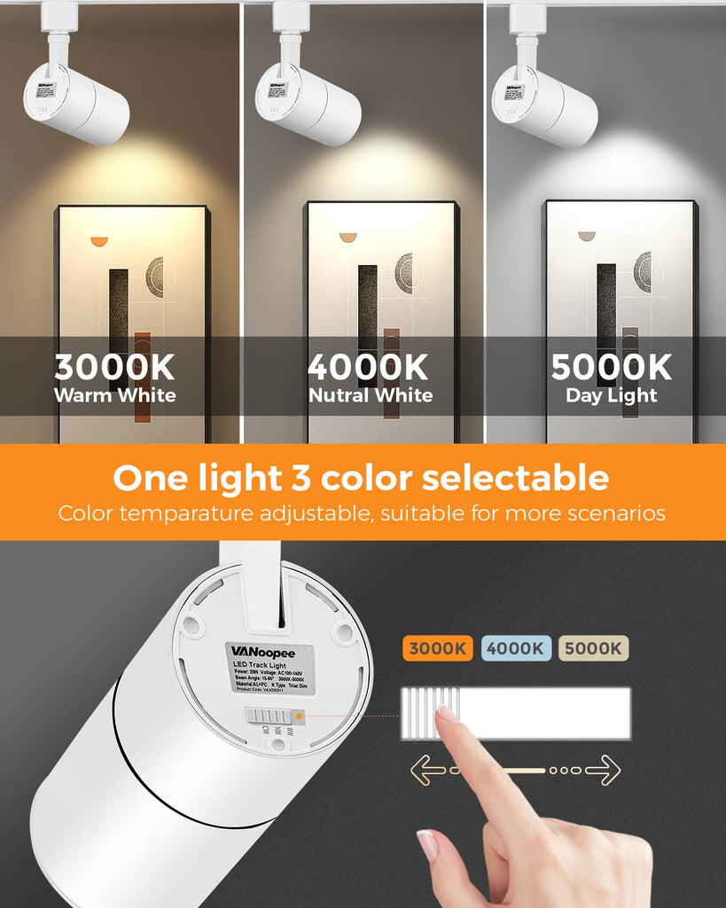 Zoomable 20W LED Track Lighting Heads H Type, White 4 Pack