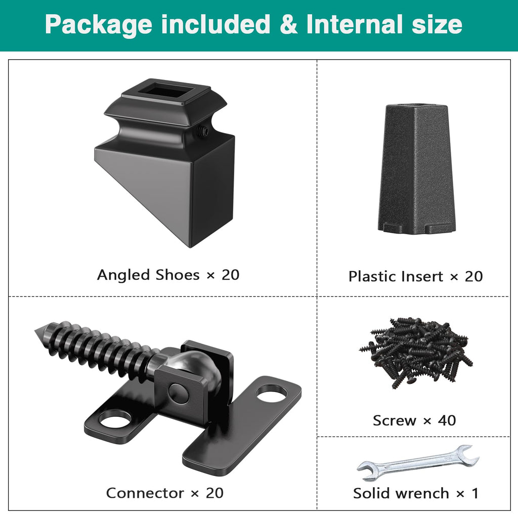 20P Adjustable Height and Angle Stainless Steel Connectors with Angled Shoes for Easy Installation of 1/2" Deck Stair