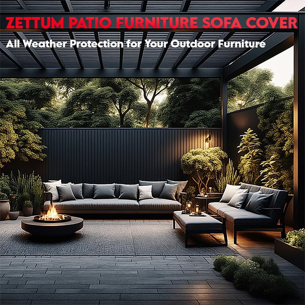 Patio Sofa Cover 86 Inch - 600D Outdoor Couch Cover Waterproof & Heavy Duty, Large 3-Seater Furniture Covers for