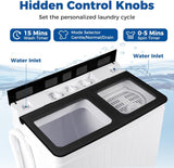 Portable Washing Machine, 26LBS Twin Tub Mini Compact Laundry Washer Spinner Combo with Drain Pump, 18Lbs Washer and