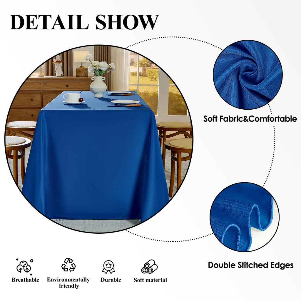 2 Pack Royal Blue Rectangle Tablecloths 60x120 Inch for 8ft Tables
