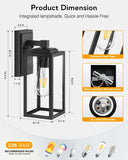 2 Pack Outdoor Wall Lights, Exterior Lights for House Lantern, Matte Black Waterproof Anti-Rust Outdoor Lights for Porch, Garden, Doorway, Seed Tempered Glass A123-B0C7GNHC5M