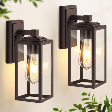 2 Pack Outdoor Light Fixture, Brown Porch Lights Outside, Oil Rubbed Bronze Coach Lantern, Waterproof Outdoor Sconce Lights Wall Mount, ORB Outside Sconce for Porch, Patio, Doorway, Anti-Rust A123-B0C74BJV6Q