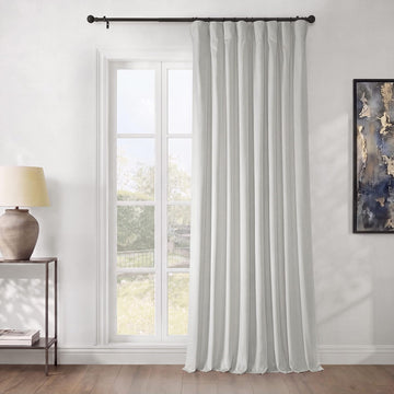 Heritage Plush Velvet Curtains 108 Inches Long Room Darkening Curtains 100W x 108L, (1 Panel), Pillow White