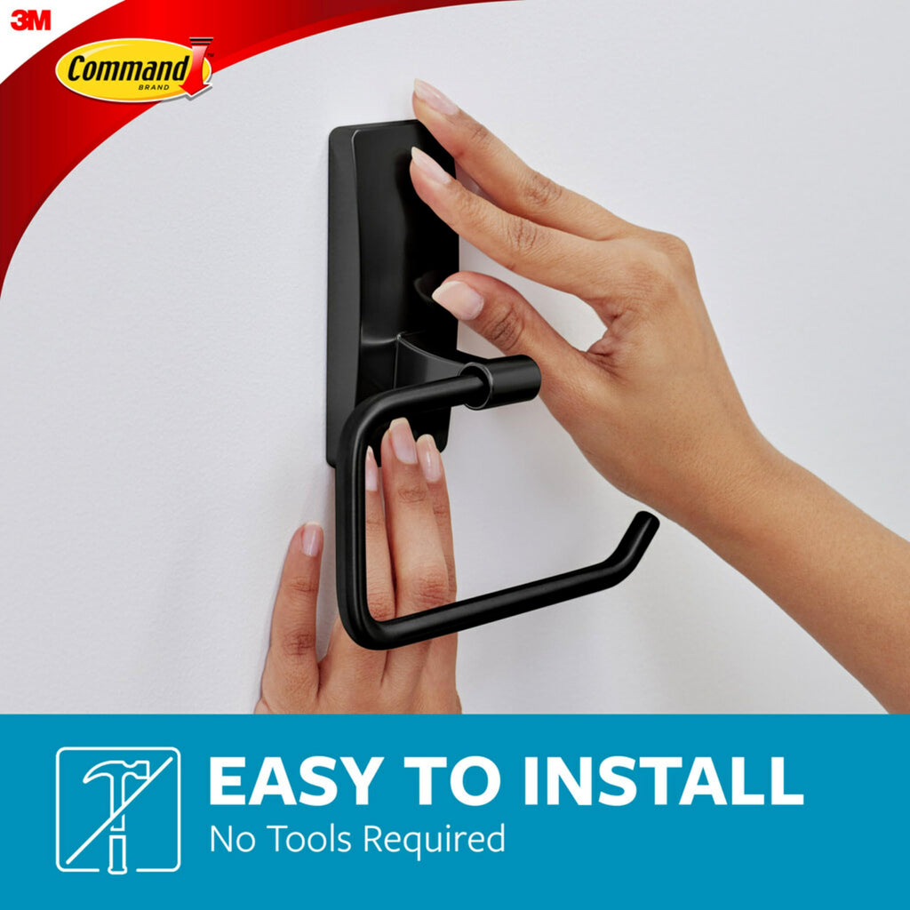Toilet Paper Holder, Matte Black, 1 Holder, 2 Strips