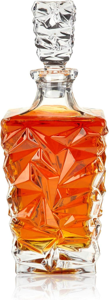 Prism Whiskey Decanter with Stopper, Crystal Liquor Decanter for Bourbon, Scotch, Vodka, Spirits, Wedding Gifts, Man