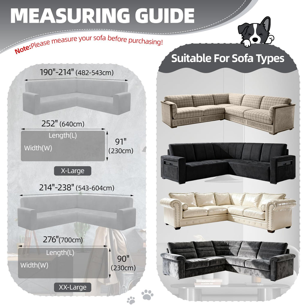 1OO% Waterproof Corner Sectional Couch Covers L Shape Chenille Sectional Sofa Cover with Tassel Soft Thick Washable