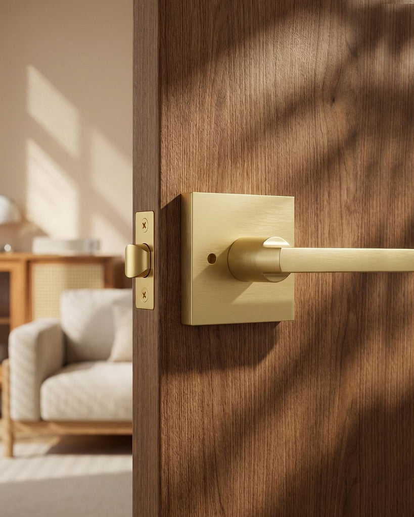 Brushed Gold Door Handles Interior, Privacy Door Handle 6 Pack