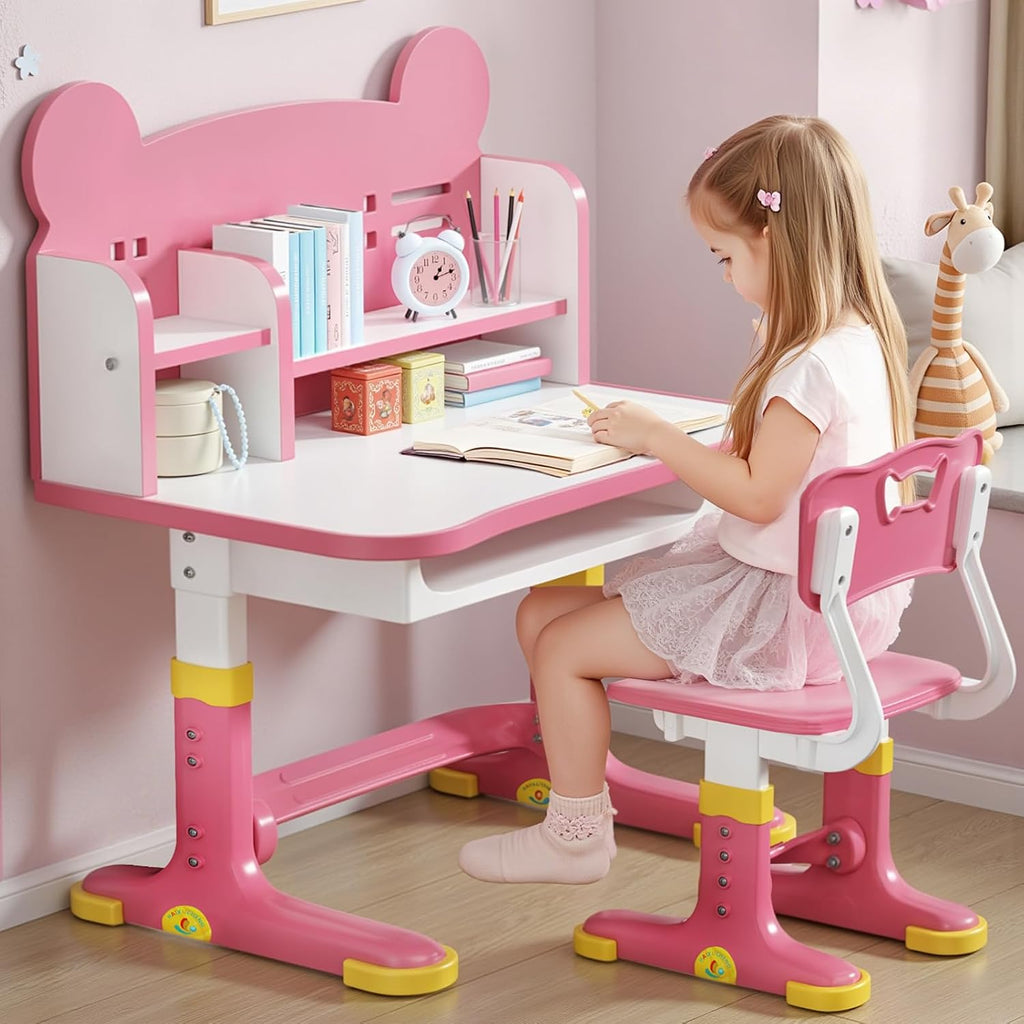 Kids Desk and Chair Set, Height Adjustable Kids Desk