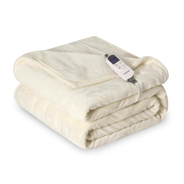 Heat Blanket 62"x84", Soft Flannel & Sherpa Reversible Electric Blanket with 10 Heat Settings, 12 Timer