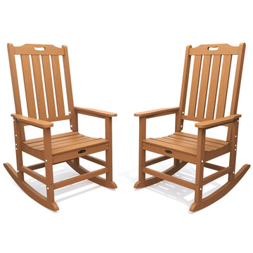 Outdoor Rocking Chairs Set of 2, Oversized HDPE Patio Rockers