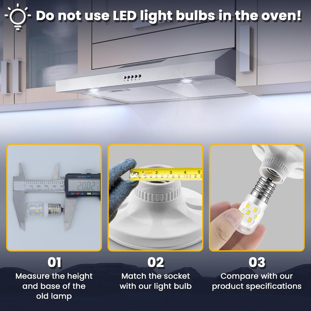 Microwave Light Bulb E17 LED 8206232A, 3W 125V, 6000K, 2-Pack