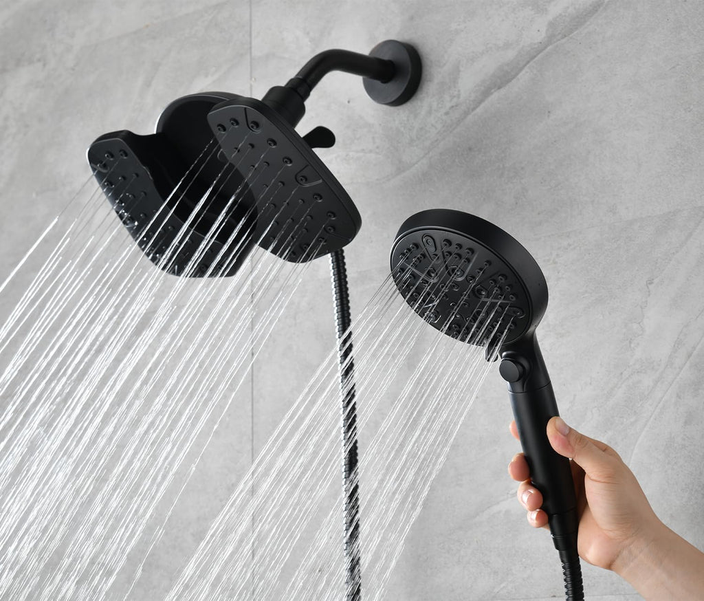 Rain Shower Head with Filtered Handheld Spray Combo Black 2.5 GPM