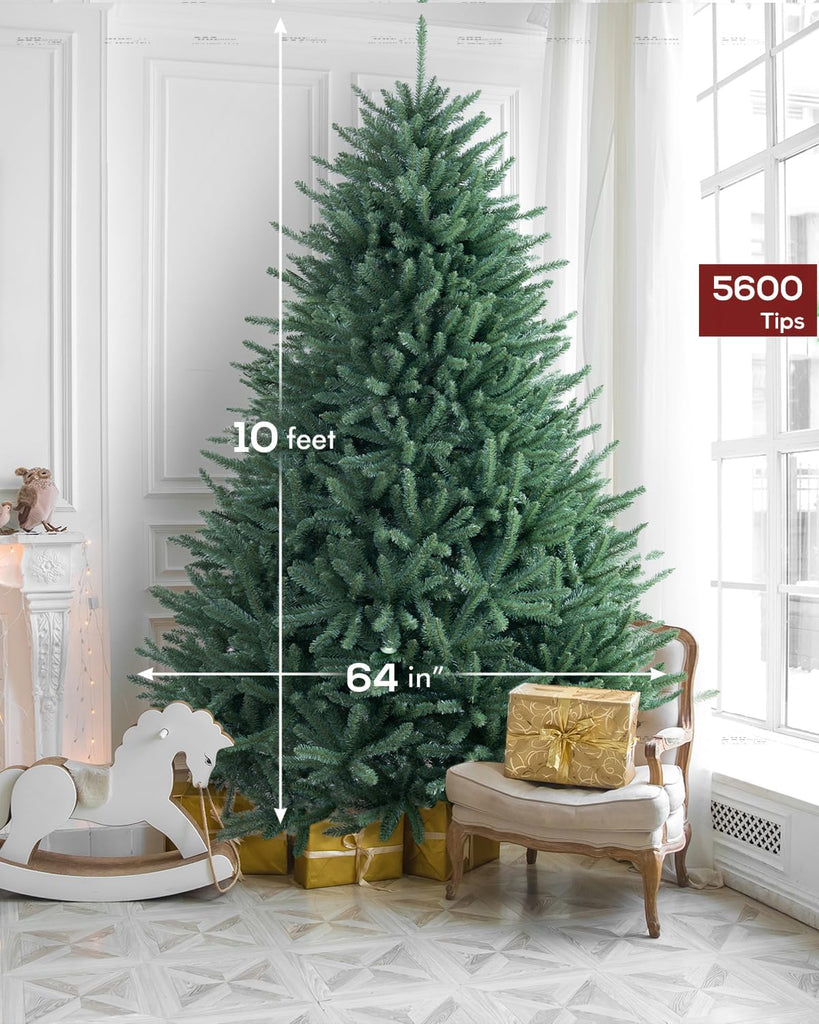 Pre-lit Christmas Tree 10FT Premium Spruce Artificial Remote Control with 1500 Dual Color LED Lights, Full Hinged Fir