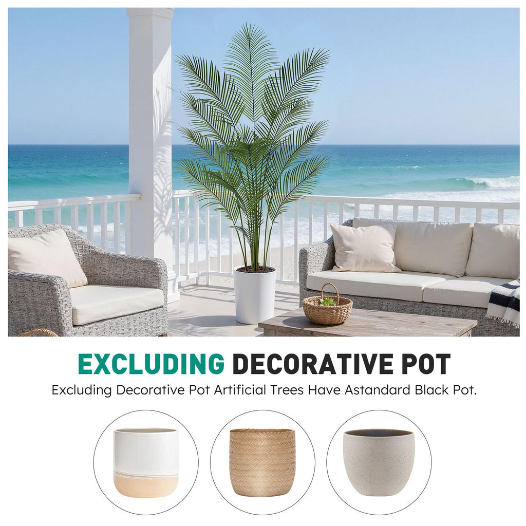 Artificial Golden Cane Palm Tree 6FT Tall Faux Palm Tree Fake Plants Faux Tropical Plant, UV Resistant & Maintenance