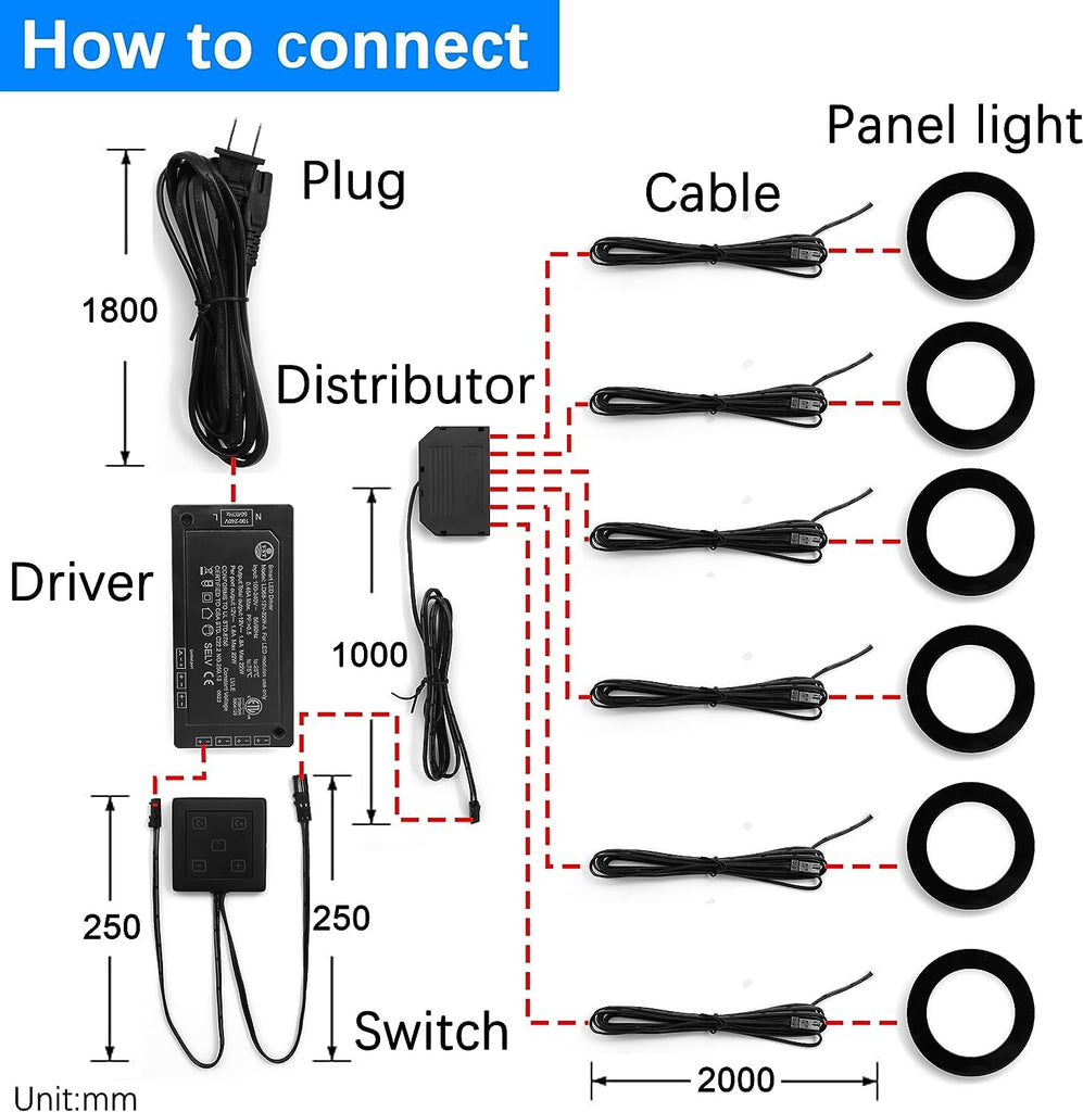 Under Cabinet Lights CCT 3000K-6000K, Puck Lights Color Temperature and Brightness Adjustable with Touch Switch