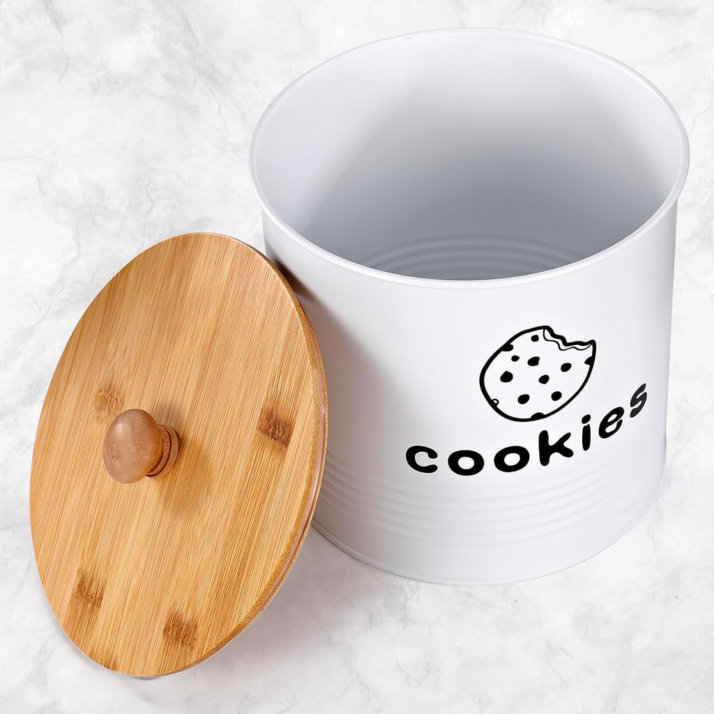 White Cookie Jars with Lids Airtight, 1.5 Gallons Cookie Tins, Large Cookie Jar Counter Decorative for Farmhouse