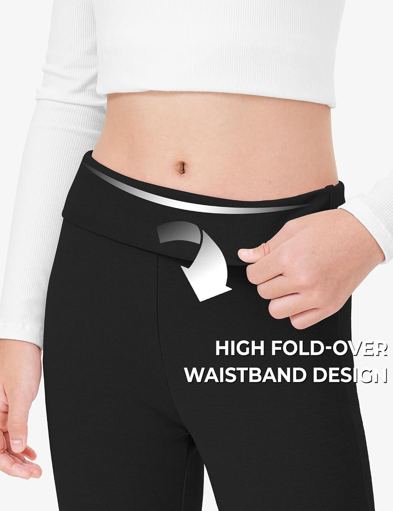 Girls Leggings Kids Flare Leggings Foldover Waist Bell Bottom Pants
