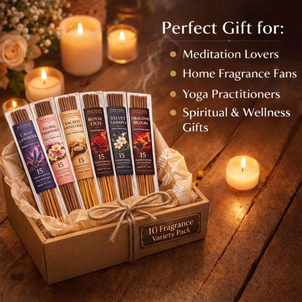 Incense Sticks Variety Pack, - , Sandalwood, Lavender, Rose, Oud, Dragon Blood, Jasmine, Pineapple, Floral - Set of 150