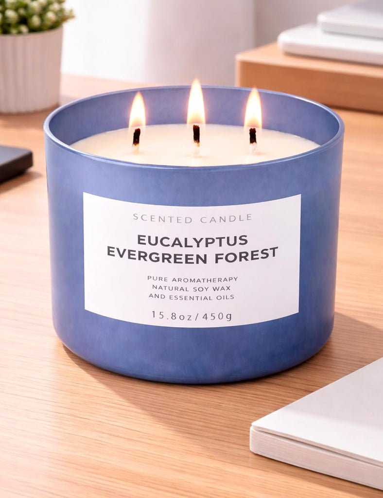 Eucalyptus Evergreen Forest Scented Candle, 3-Wick Soy, 15.8 oz - Set of 158