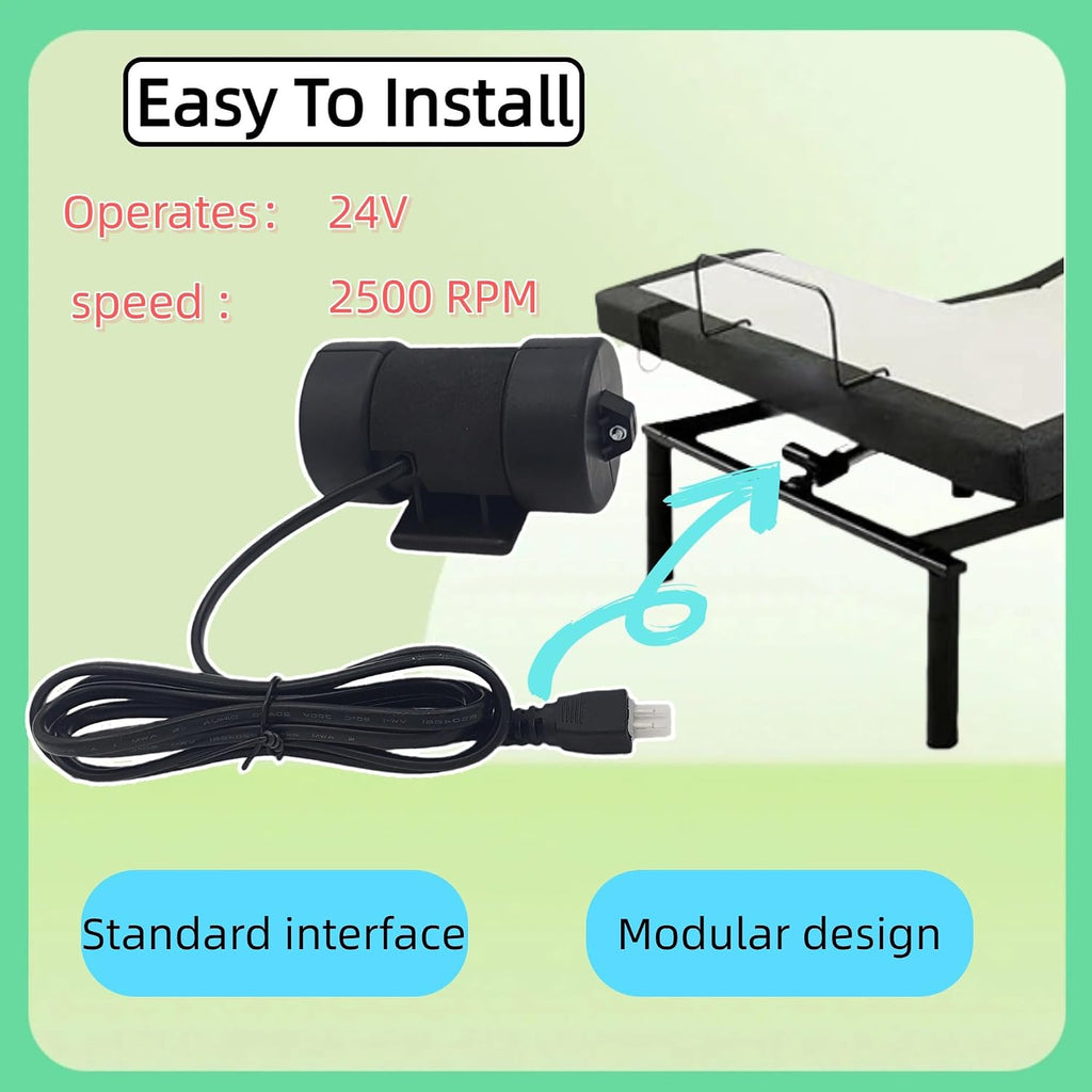 ZYT-36S-42 Adjustable Bed Massage Motor Replacement for Head & Foot Areas - 24V, 2500 RPM, Easy Installation, Fits