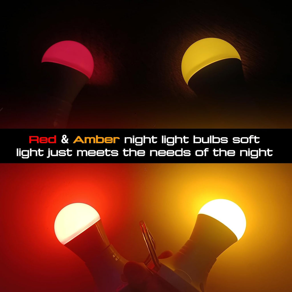 Red Light Bulbs for Sleep, 100% Blue Light Blocking, 3W Red Night Light