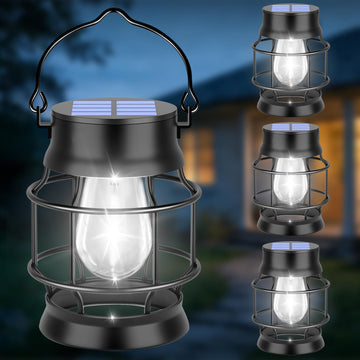 Metal Solar Lanterns Outdoor, Hanging Lights, 4 Pack, Cool White