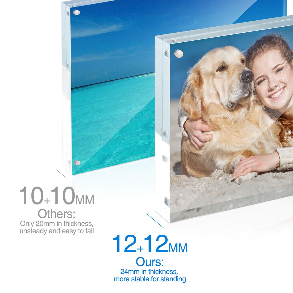 4x6 Acrylic Frame 5 Pack, 24MM Thicker Frameless Clear Picture Frames